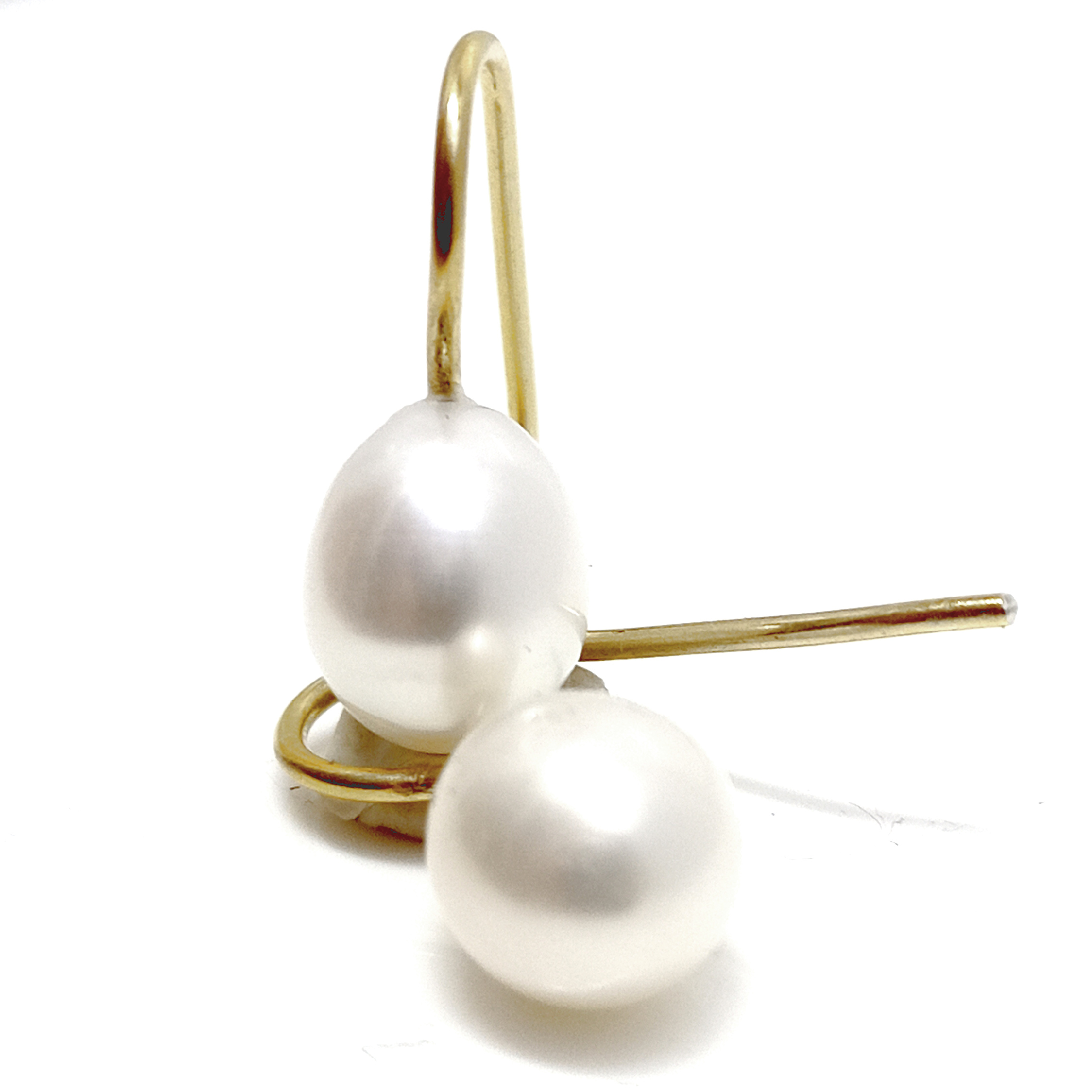 White Drop Pearl Vermeil Earrings